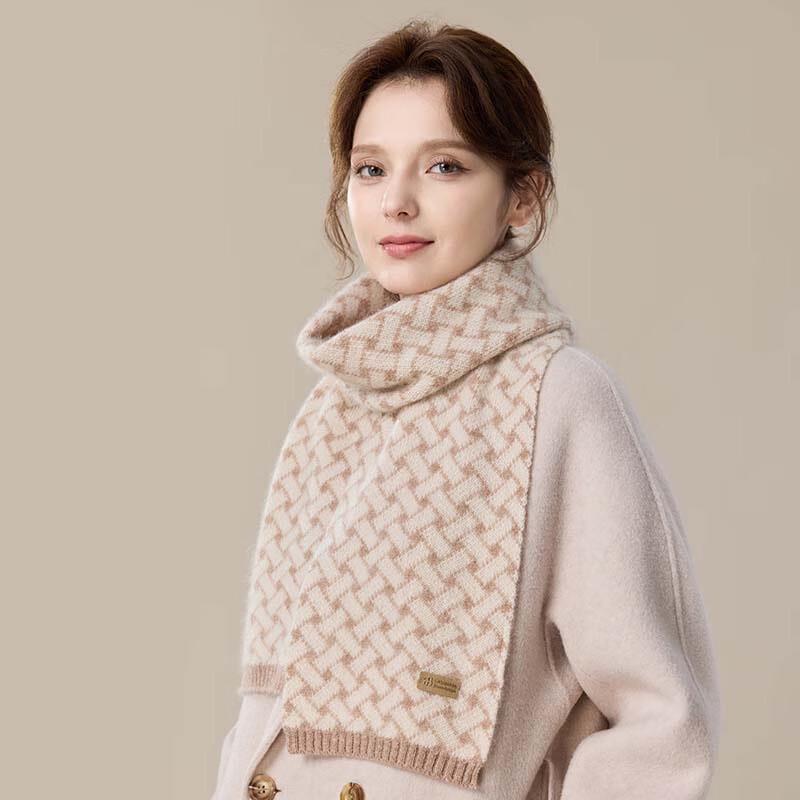 JIUMU Women's Thickened Jacquard Cashmere Scarf