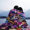 K-POP Demon Hunters Flannel Blanket Soft Warm Throw Character Collage Pattern Sofa Bed Cover Travel Camping Nap Cape Fans Gift