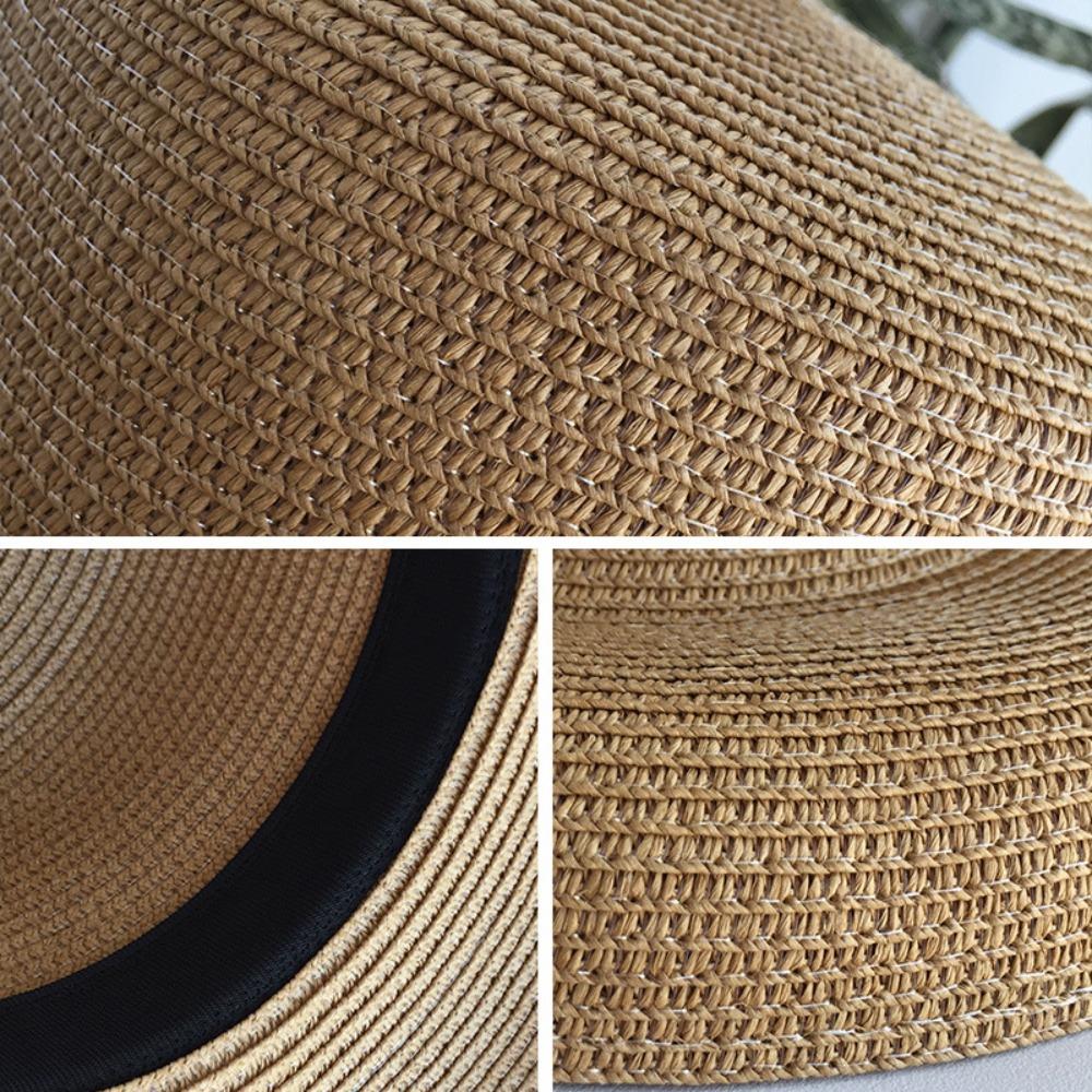 Big Brim Hepburn Wind Straw Hat Sunscreen Beachside Sun Hat Casual Summer Beach Hat  Outdoor