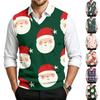Herren Freizeit Weihnachts-Print V-Ausschnitt Strickweste für Arbeit und Feiertags-Pendeln