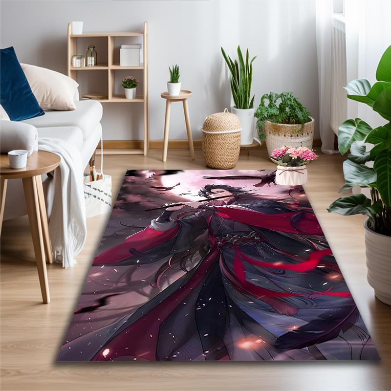 [Anime Man Warrior Portrait Printed Carpet] Non-slip Office Rug, Cozy Area Carprt for Living Room Use, Soft Home Sofa Chair Mat