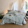 Cotton Bedding Four-piece Set Bow Lace Edge Skin-friendly Breathable Bed Sheet Quilt Cover Pillowcase Kit