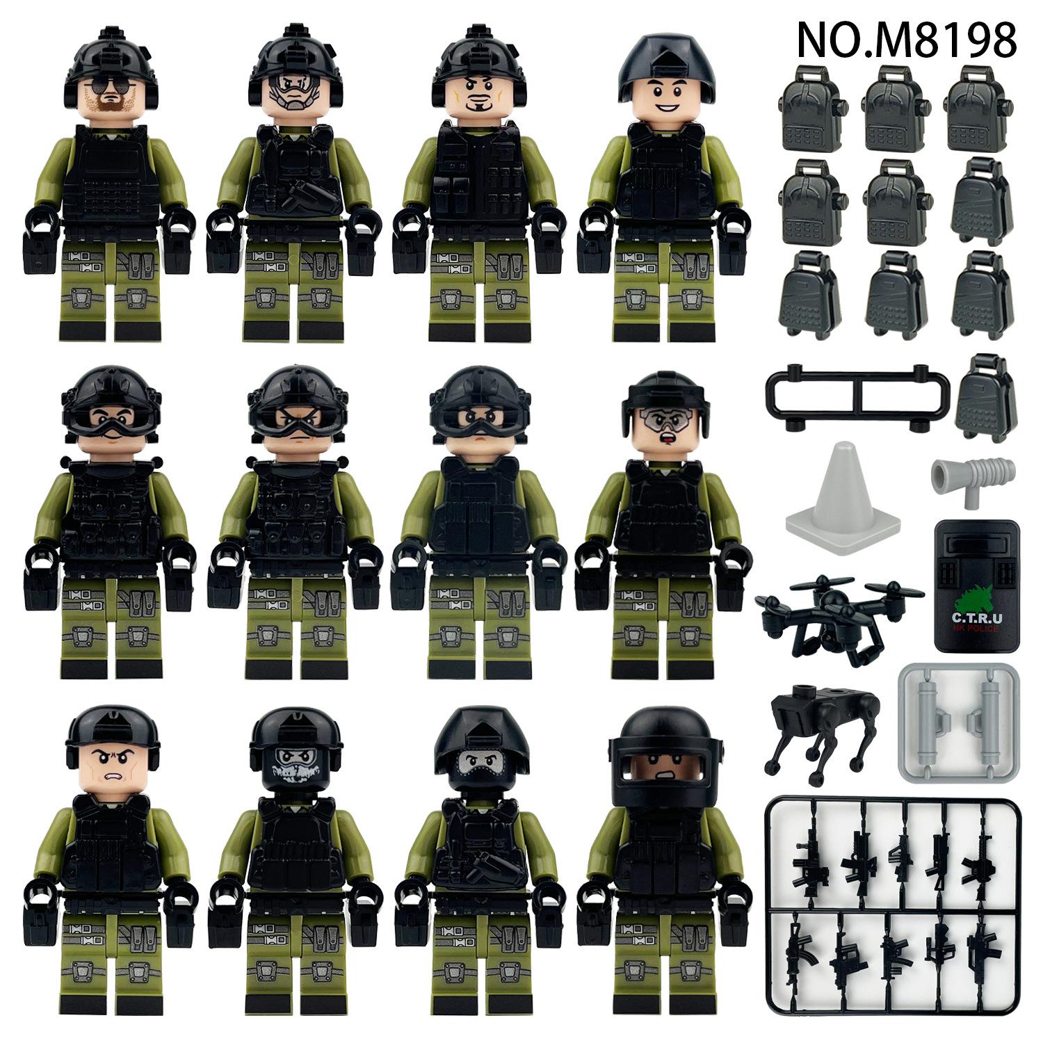 Cross-Border High-Quality M8198 High-Quality Swat High-Quality Vanguard High-Quality Building High-Quality Block Decorative Figure High-Quality