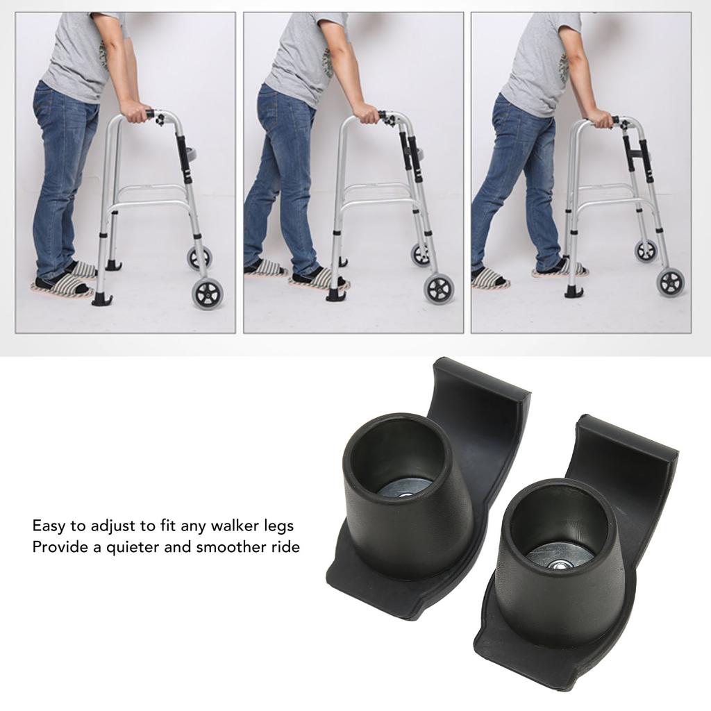 1 Pair Walker Ski Glides Rubber Safety Moving Prevent Slip Coaster Skis 33mm Outer Diameter