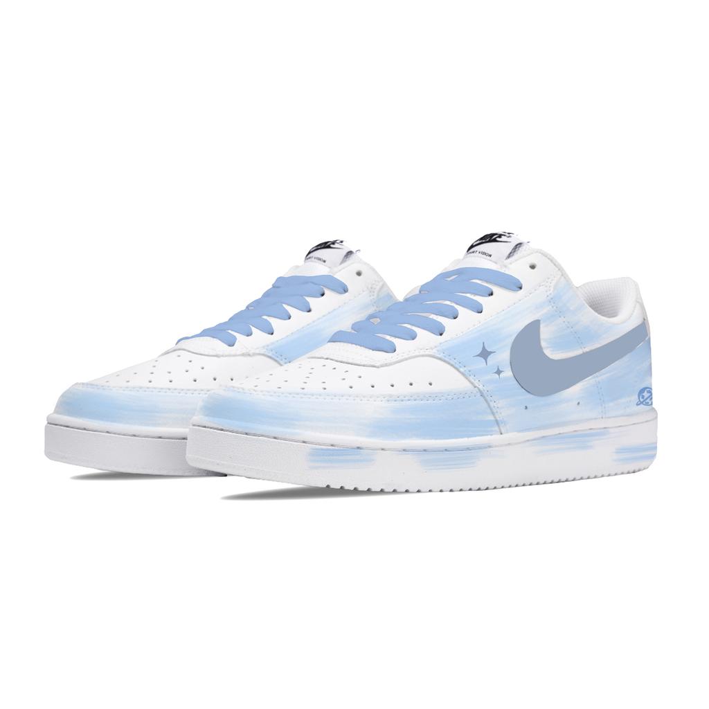 Nike Court Vision 1 Abrasion Resistant Slip Resistant Low Top Skateboard Shoes Men's Blue White DH2987-101(Team2148-)