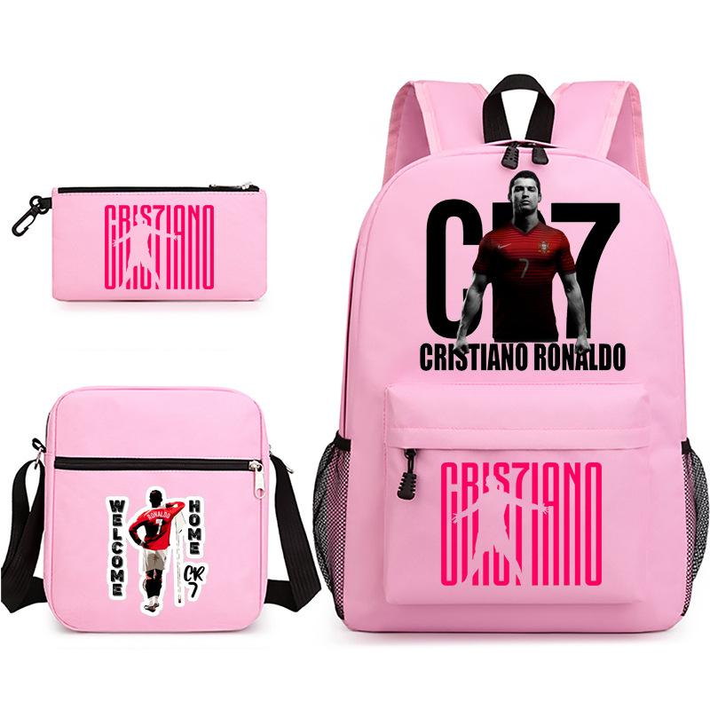 2023C Luo Surrounding Character Printed Backpack Three-piece Student School Bag + Shoulder Bag + Pencil Case Set