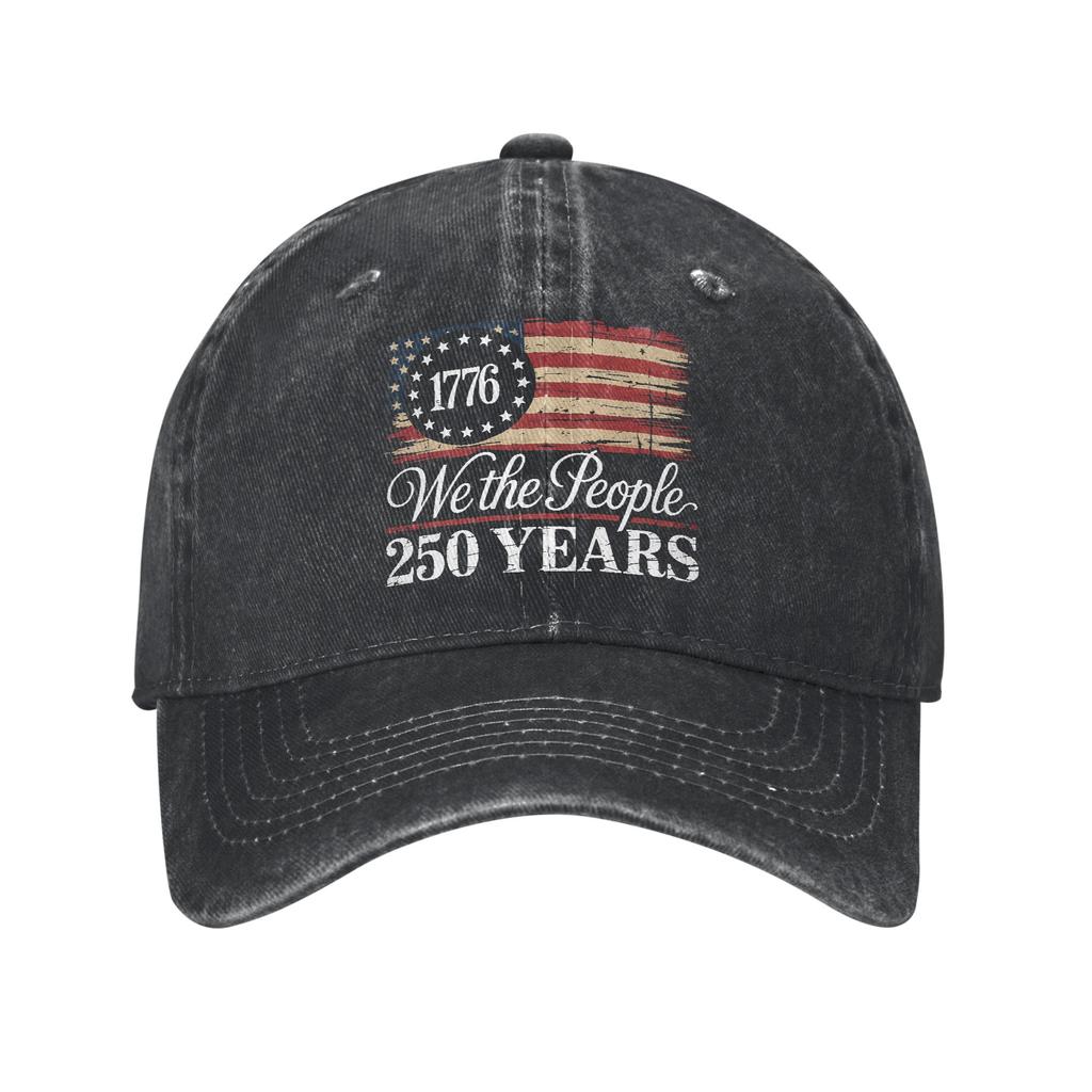USA Th Anniversary American Baseball Caps Casual Distressed Denim Washed Sun Cap for Unisex Women Outdoor Adjustable Fit Cap