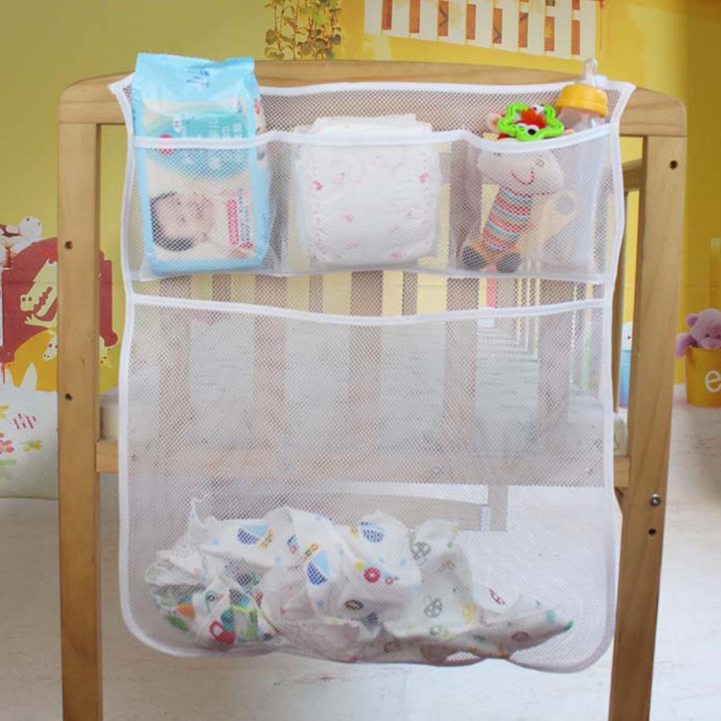 Diaper Organizer Bedding Crib Mesh Baby Cot Organizer Hanging Storage