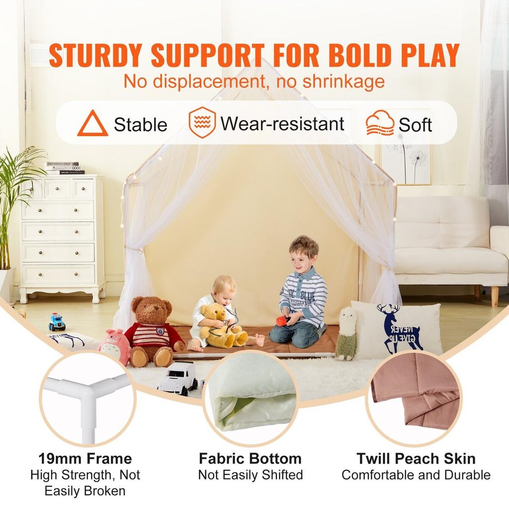Kids Play Tent Kids Tent for 1-5 Years Old Yurt Toddler Tent with Mat Lamp