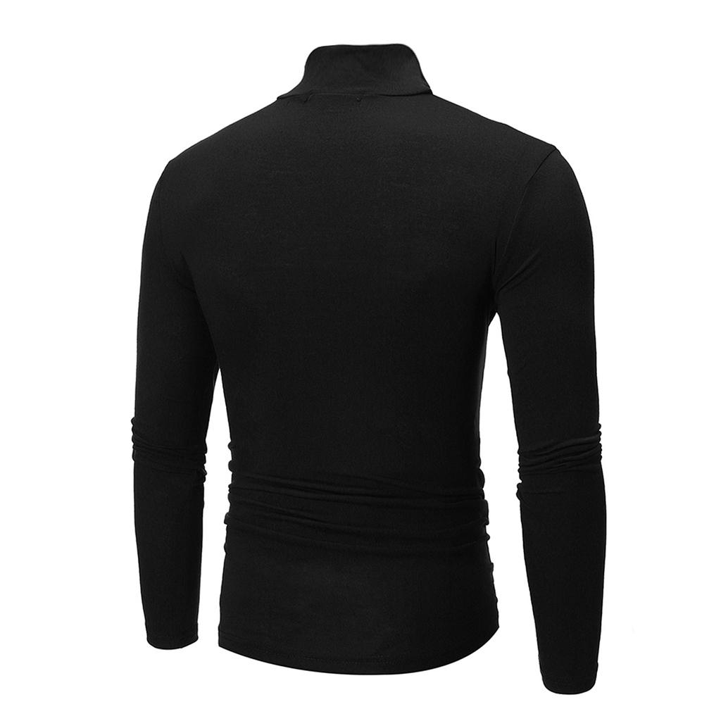 Conjunto de Camisas de Gola Alta Masculinas 3 Peças Manga Comprida Camada Base Térmica Ajuste Slim Cor Sólida