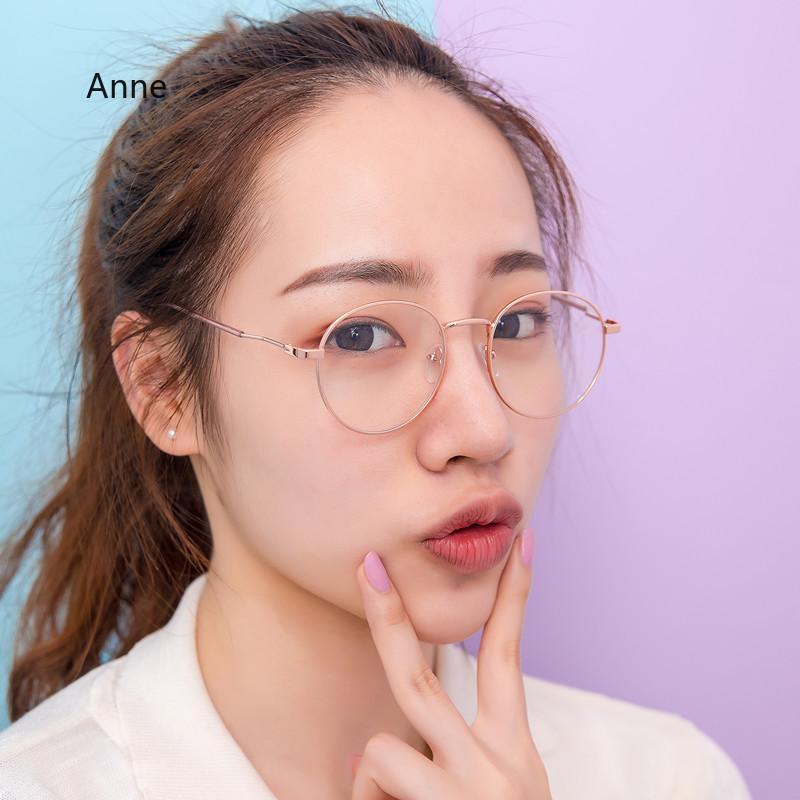 Myopia Glasses  Women Round Ultralight Metal Frame Anti Blue Light Spectale Frame Finished Prescription Glasses 0~-6.0