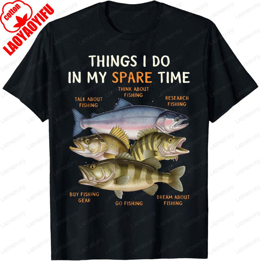 Freizeitangeln Grafik T-Shirts Klassisch Fisch Bedruckt Herren Kleidung Street Fashion Lässig Angeln Gehen Tops Unisex Baumwollhemden