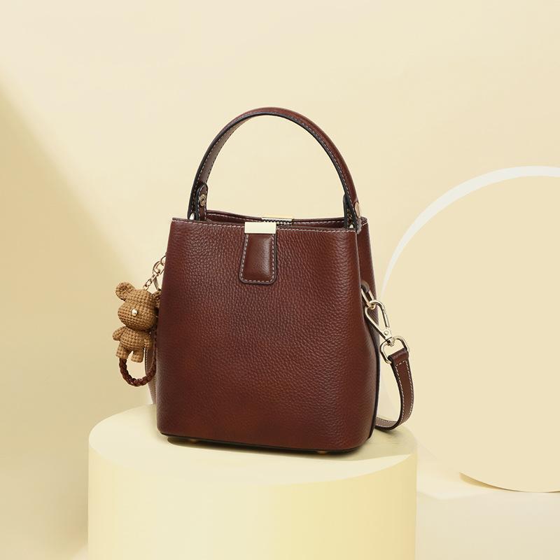 Bucket Bag Versatile Portable Women'S Bag Leather High-End Shoulder Messenger Bag Luggage