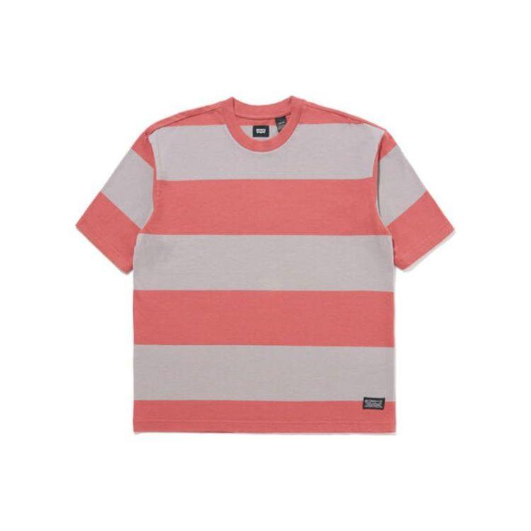 Levis Striped Crew Neck Short Sleeve T-Shirt Men Tops Pink A1005-0019
