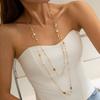2Pcs/Set Pearl Design Long Chain Necklace Double Layers Layered Necklace  Personalized Trend
