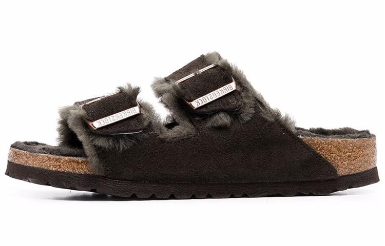 Сандалии Birkenstock с подкладкой из овчины, с двумя пряжками, женские 1020528 39 black