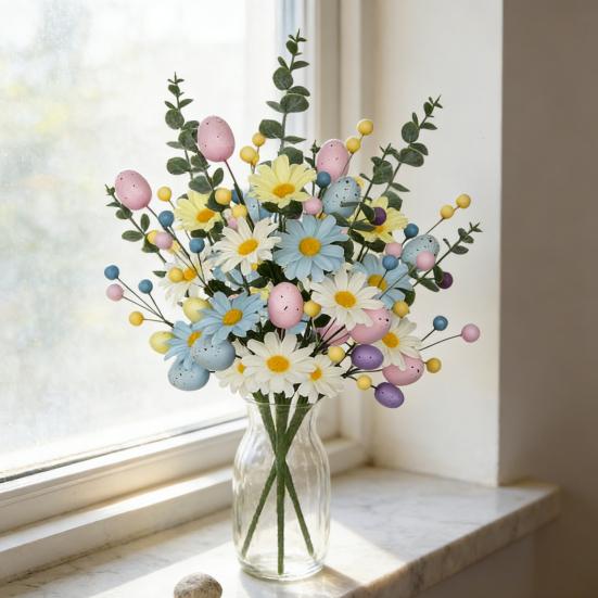 Easter Egg Stems Spring Artificial Floral Picks Simulated Foam Egg Branch for Home Vase Filler Table Centerpiece