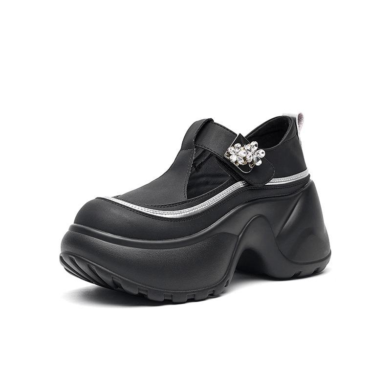 

Trendy platform sandals women s 2025 summer new hollow Velcro sandals versatile thick sole heightening little white shoes 34 чёрный