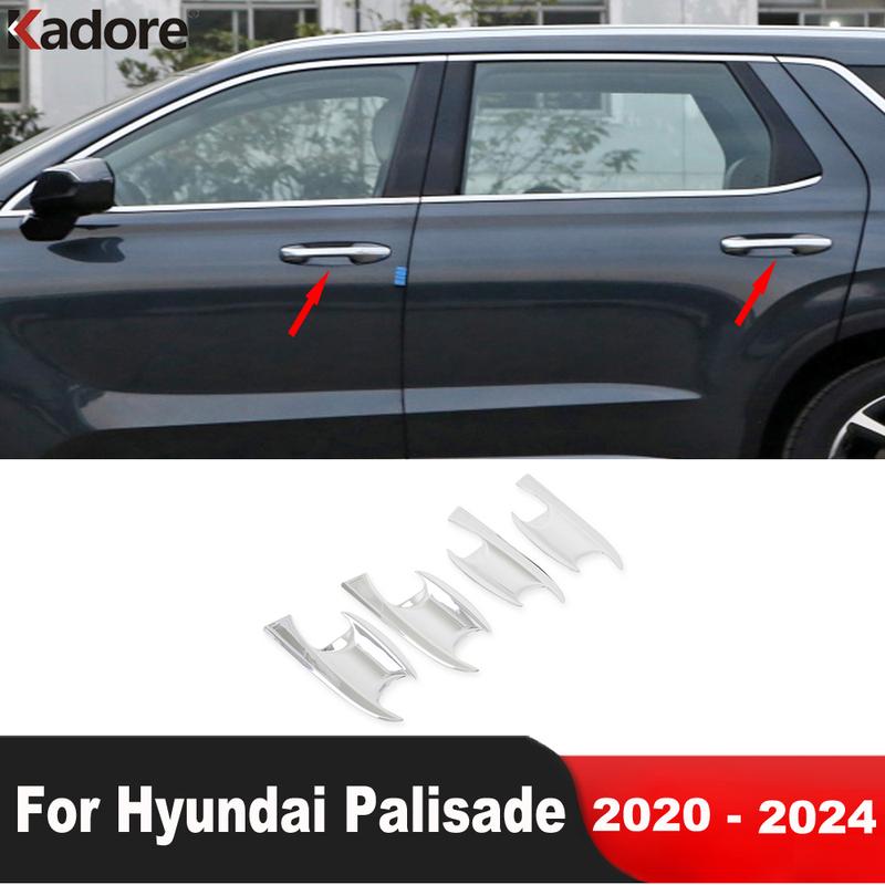 For Hyundai Palisade     2024 Chrome Car Side Door Handle Bowl Cover Trim Molding Overlay Accessories