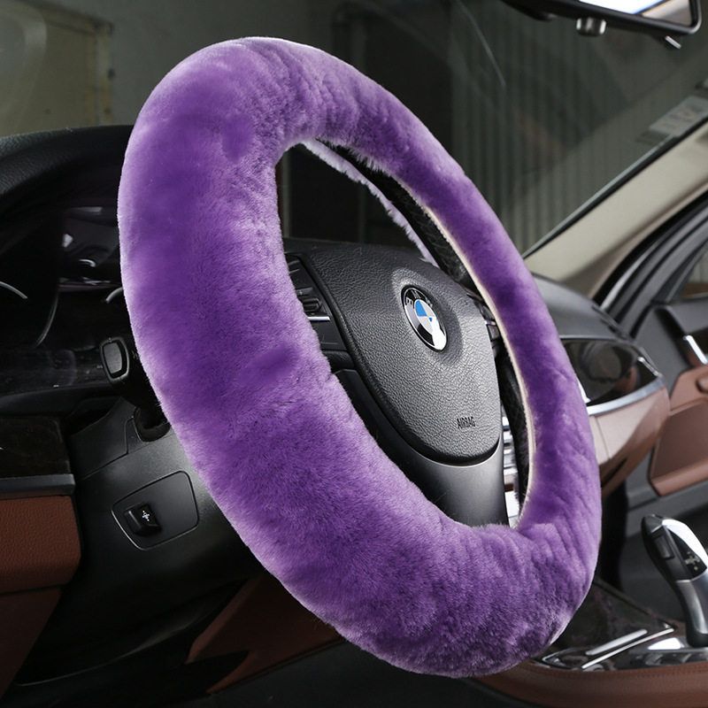 

Car Steering Wheel Cover Made of Pure Wool and Fur, All-In-One, Winter Warm, Unisex, High-End, Cute, Popular Online Cover Light Purple [Sheep Fur Integrated]