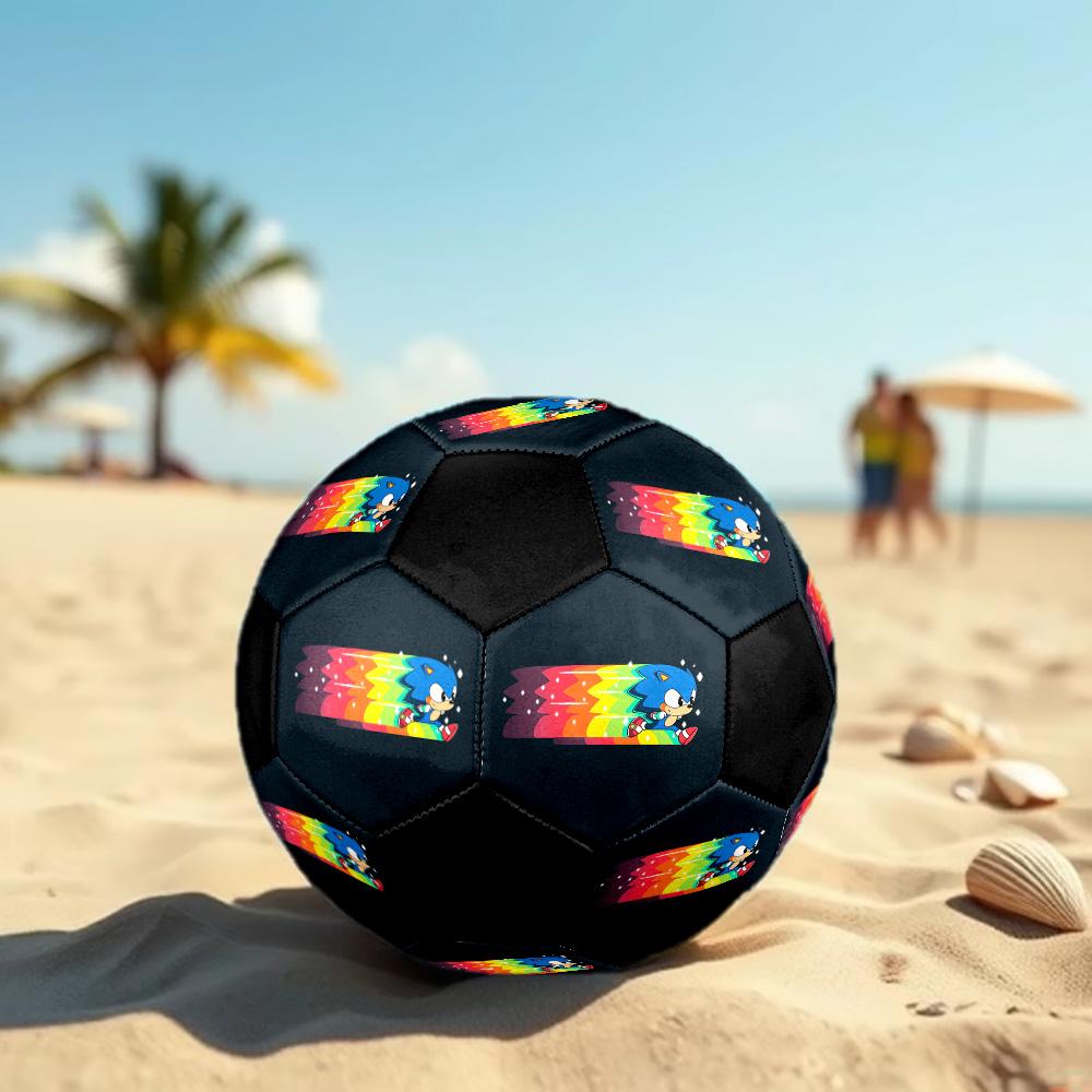 Sonic Rainbow Soccer Ball Colorful All Ages Machine Stitched PVC Competition Ready Durable High-Bounce.SIZE5