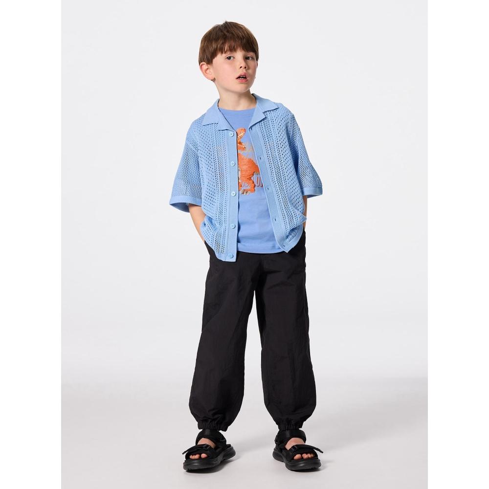 Gu By Uniqlo Kids  Unisex  Washable Mesh Knit Shirt  5 Minute Sleeve  Nt+e