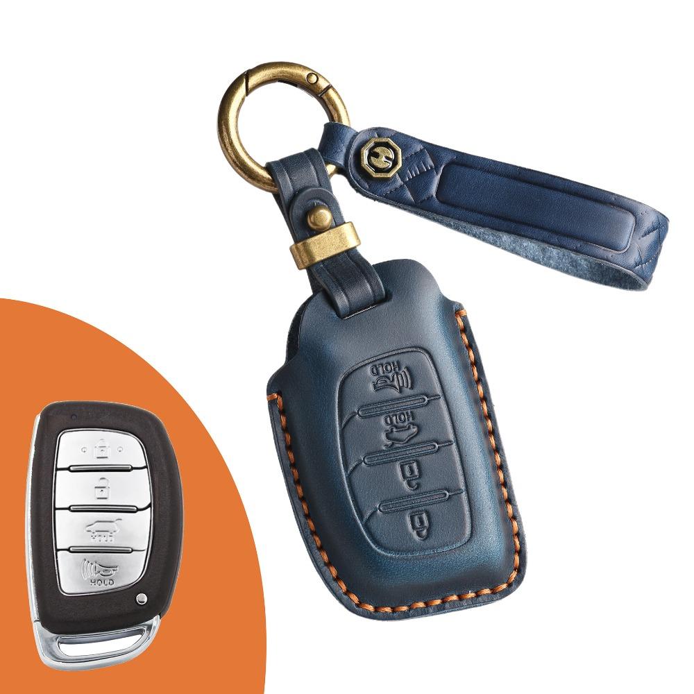 Handmade Leather Key Cover for Hyundai IX35 Elantra Verna Retro Style Car Key Protector