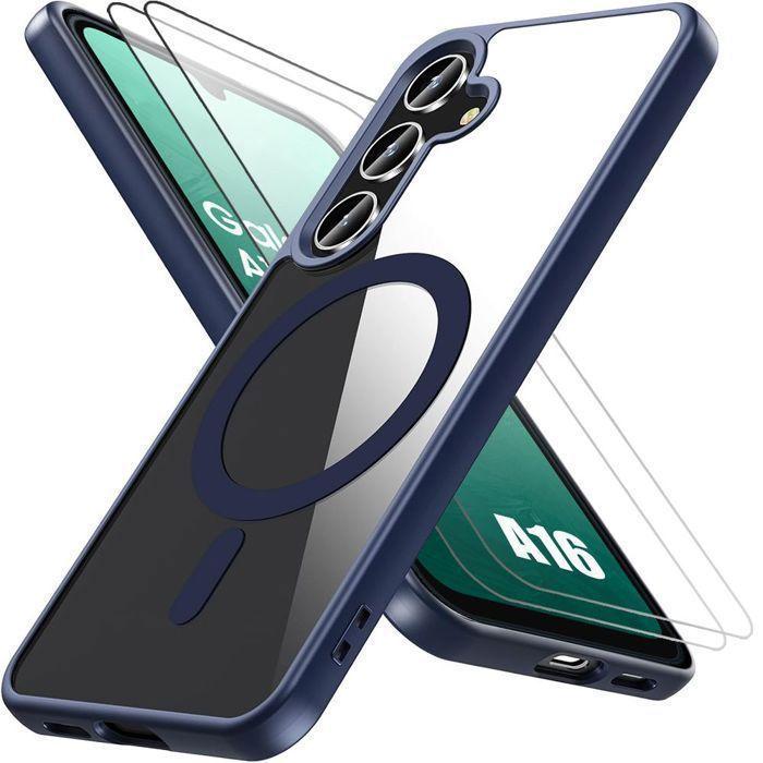 Coque de protection - BOOLING - pour Samsung Galaxy A16 - Rigide - Antichoc - Bleu + 2 Verres Trempés