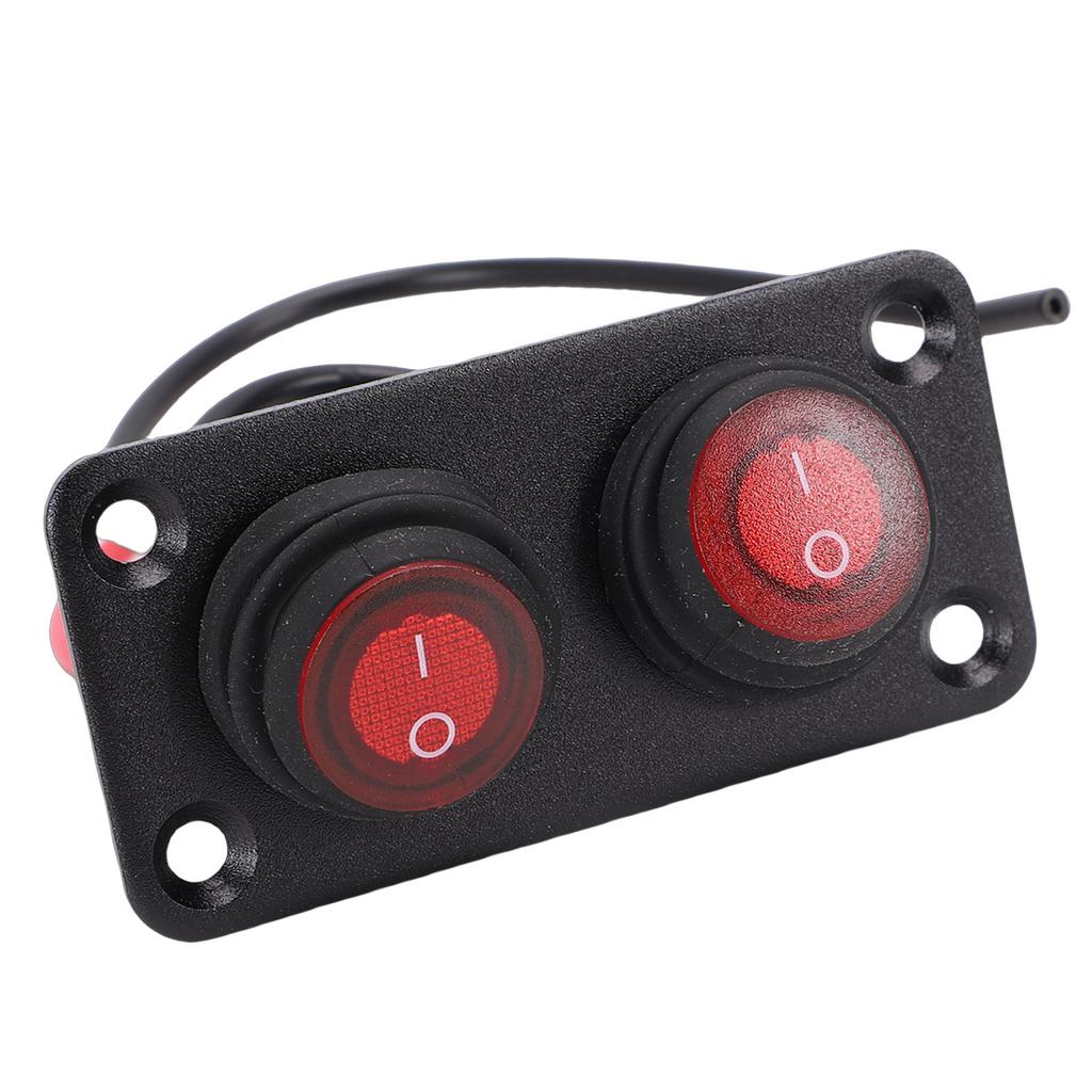 2 Gang Rocker Switch Panel Water Proof On Off Round LED for Automotive Lights Marine Boat Car Truck Vehicles Red
