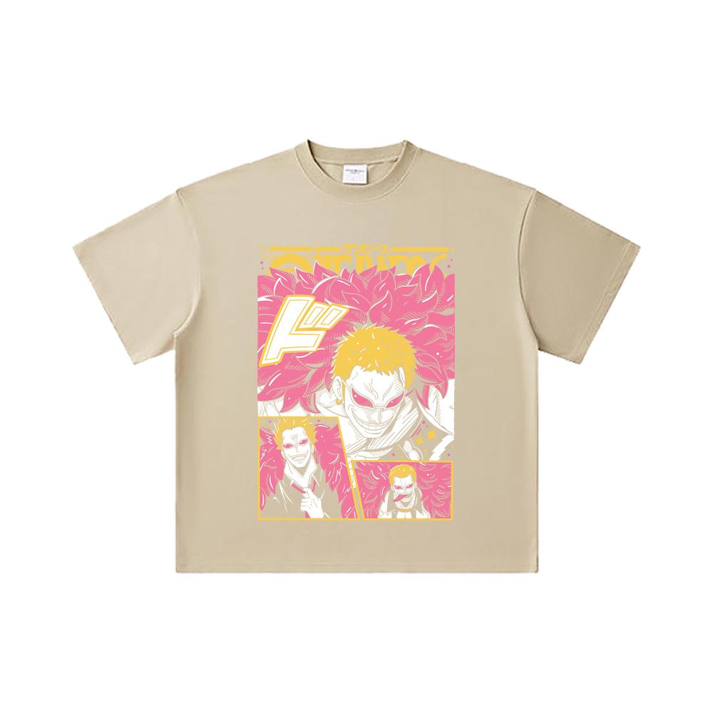 260 GSM Double Yarn 32 Count 100% Cotton One Piece V45 Doflamingo Print Unisex Heavy Cotton T Shirt
