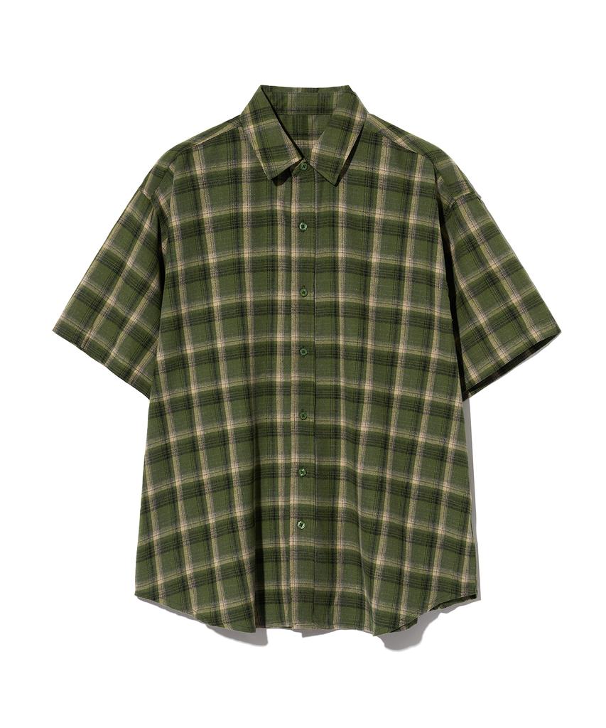 STANDARDERROR 87-Stan067 Vintage Forest Oversized Short Sleeve Tartan Check Shirt (Type A)