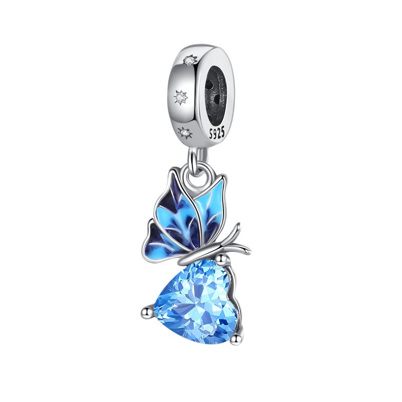 Fashion 925 Copper Fantasy Colorful Butterfly Series Pendent Beads Charms Fit 4MM Hole Diameter Bracelet Zircon Diy Making