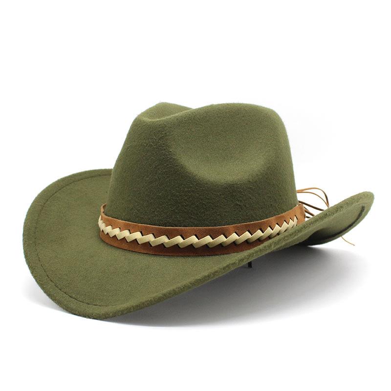 Foldable Portable Wide Brim Tibetan Retro Ethnic Spring Woolen Western Cowboy Big Edge Visor Top Hat Unisex Sun Visor Sun Hat