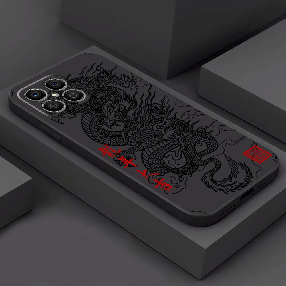 

Black Soft Shockproof Phone Case for Honor X6 X8 X7 X6a 70 90 Pro X8a X9a Magic5 Lite 8X Magic5 Chinese Dragon Cover Honor X8 4G