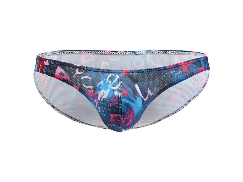Men's Low-Waist Cartoon Mesh Briefs - Summer Youth Style E-073
