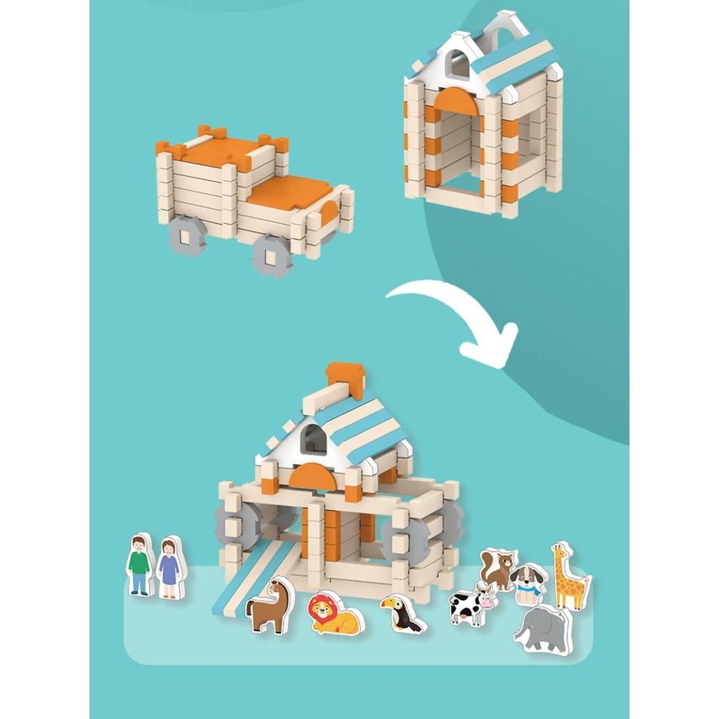 Wooden Building Blocks Set Toddler Natural Wood Block Montessori Learning Toy Stacking Toys Building Blocks Gifts for Kids Age 3