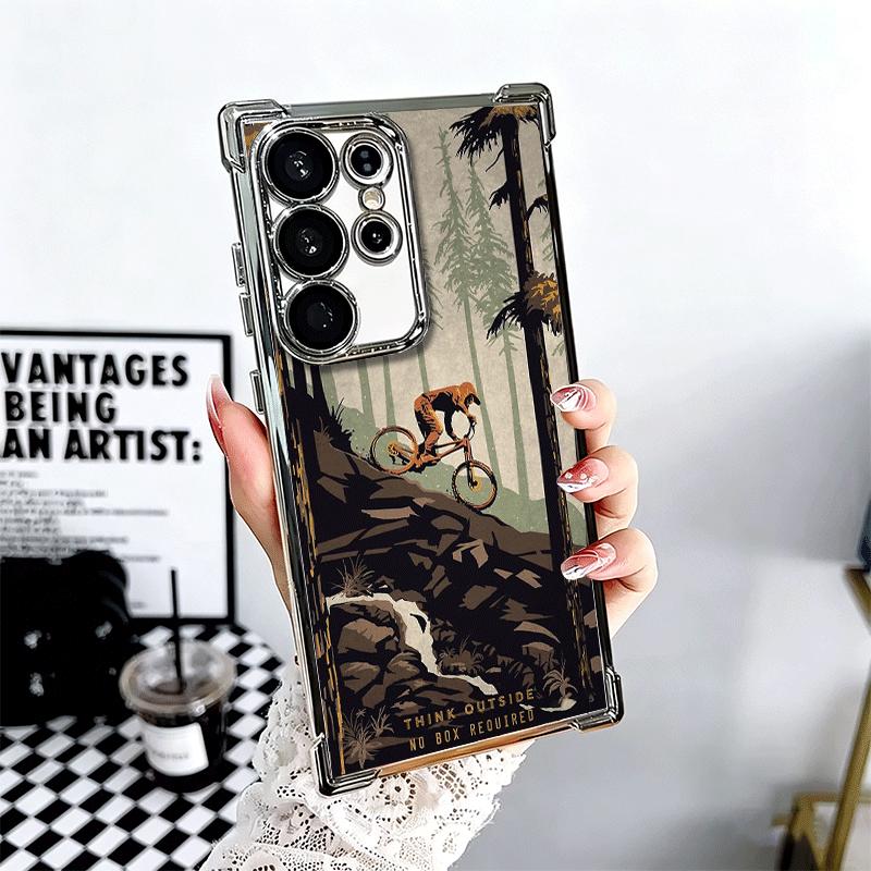 

Mountain Bike Bicycle Soft Phone Case For Samsung Galaxy S26 Ultra S25 Edge S24 FE S23 Plus S22 S21 + S20 Plating Anti-Fall Fund Samsung S26 Plus