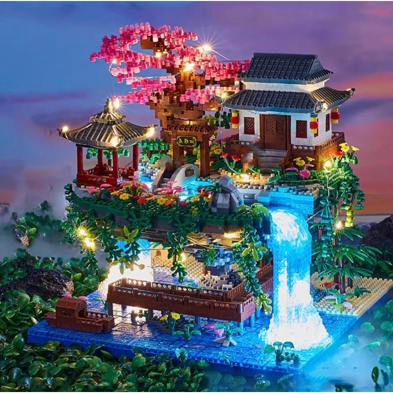 3320 PCS Blocks Tree House Diamond Building Garden Architecture Waterfall Light Bricks Christmas for Kid Over 12 Years Adult Gift