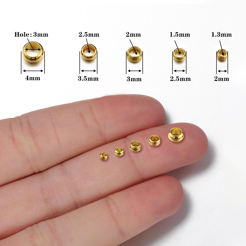 500 Stück Gold Silber Farbe Quetschperlen Kupfer Kugelstopper Abstandshalter Endkappen für Armband Halskette DIY Schmuckherstellung Zubehör