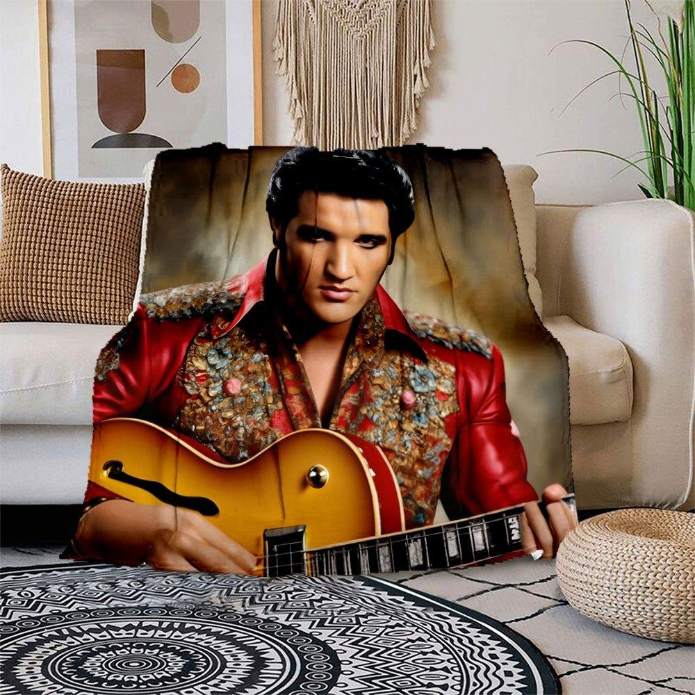 

Elvis Presley Inspired Floral Embroidered Jacket Blanket Flannel Throw Blanket for Sofa, Bed, Travel, Camping, Office, Couch, Chair, And Be 150x180cm
