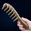 Wood Comb Head Meridian Natural Wood Long Handle-Comb Multifunction Insert Teeth Massage Combs
