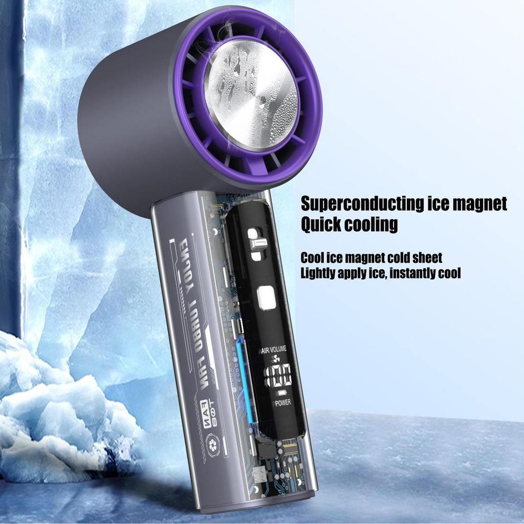 Handheld Fan Portable Hand Fan Personal Cooling LED Display 100 Speeds Rechargeable Air Cooler For Women Kids Hiking Travel
