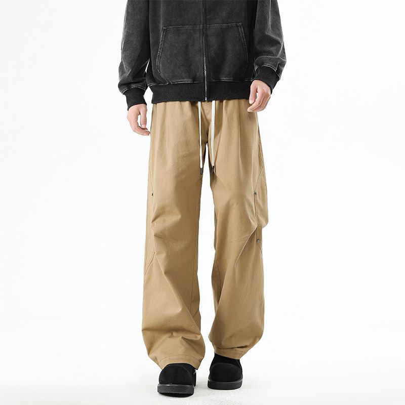 

Wassup High Street Cool Cargo Pants for Men, Spring and Autumn 25 New Trendy Brand American Retro Loose Straight Casual Long Pants Khaki L