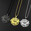 Romantic Rose Flower Pendant Necklace For Women Men Stainless Steel Black Love Fashion Party Goth Femboy Chain Jewelry Gifts