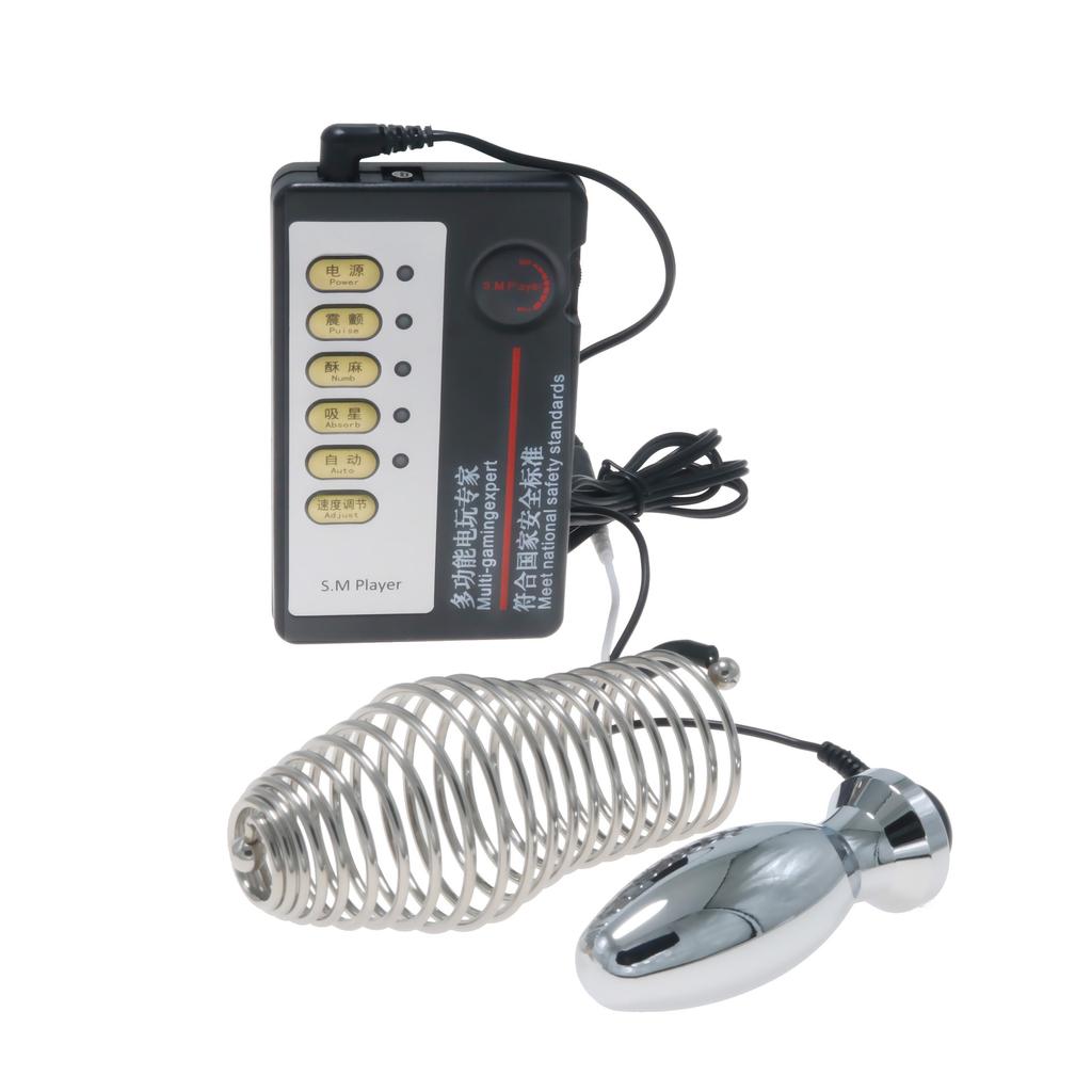 Electric Shock Pulse Penis Cage Sex Product Combination Suit SM Sexy Male and Female Adult Toy Sex Tool