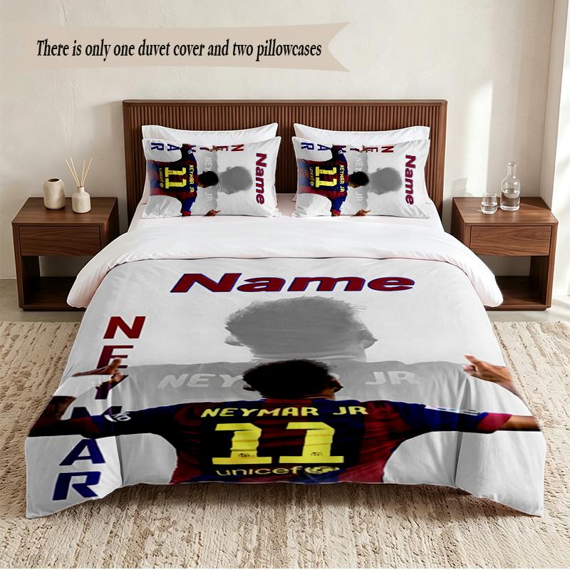Neymar Personalized Custom Name 3‑Piece Bedding Set Soft Duvet Cover Set For Bedroom Home Decor