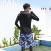 TaoTech Rash Guard and Swim Trunks Long Sleeve Hoodie with UV Men's Set, Leggings, Fitness, Stylish, Amphibious, Protection, Sweat-Wicking,