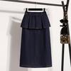 DIMANAF 2026 Plus Size Summer Denim Skirts Women Blue Fashion Jeans Lady High Waist Casual Elegant Skirt