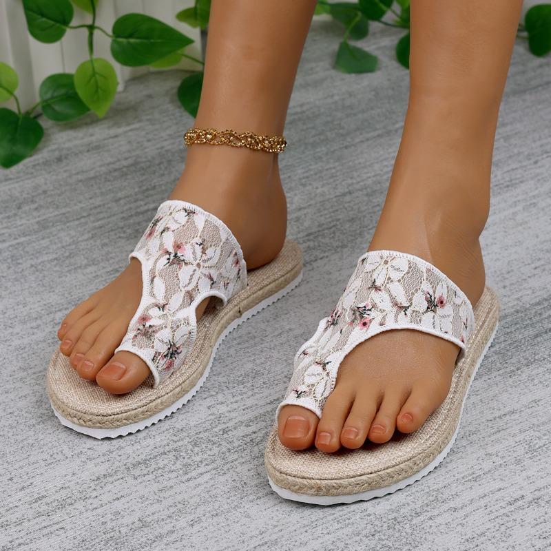 Set Toe Slippers Female Summer New Mesh Thick Bottom Lightweight Casual Outside Wear Flat Bottom Large Size Sandals Slippers