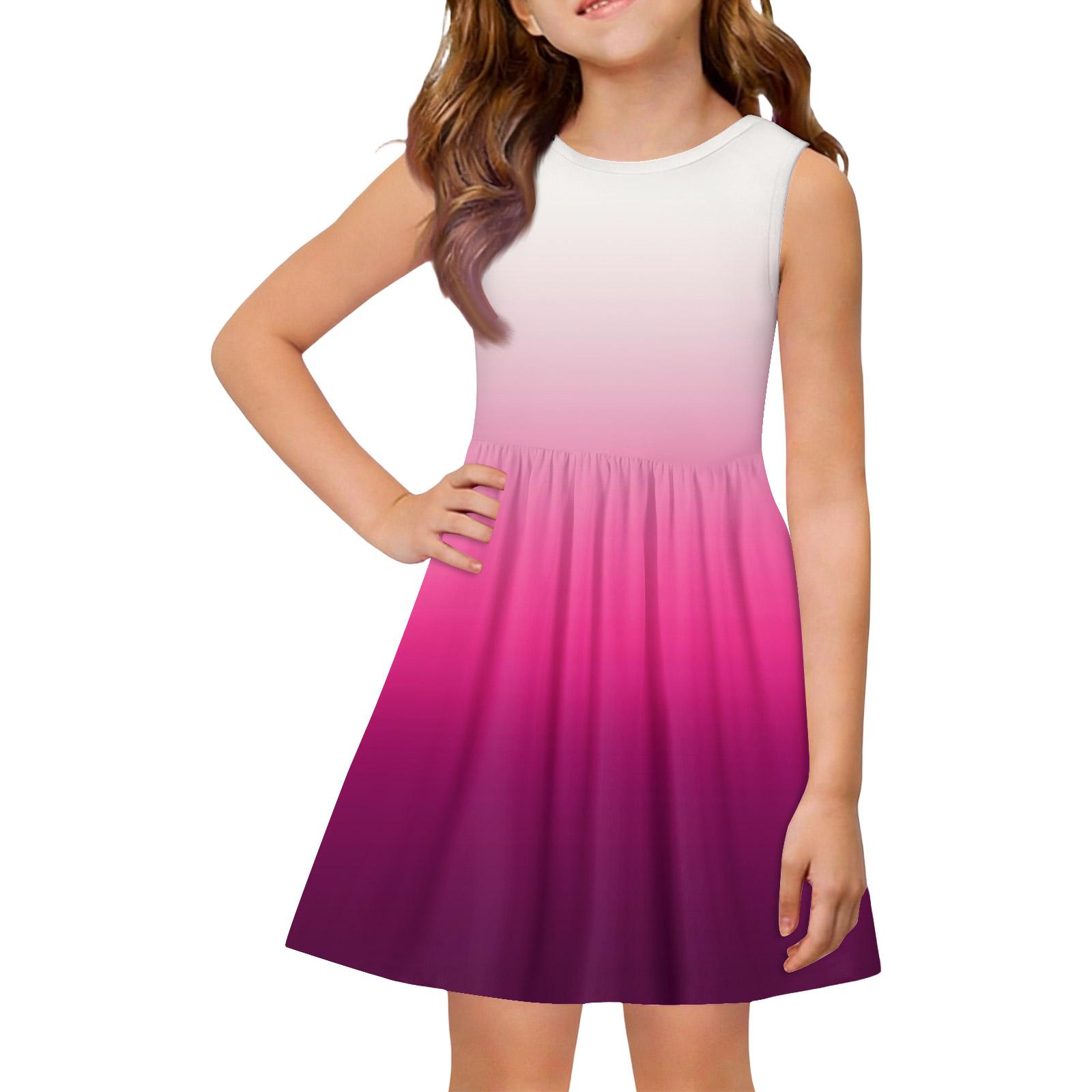 

Girls Summer Princess Dress - A-Line Vest Splice Dress 160 кавун червоний колір